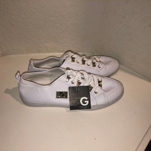 G by Guess White and Gold Sneakers